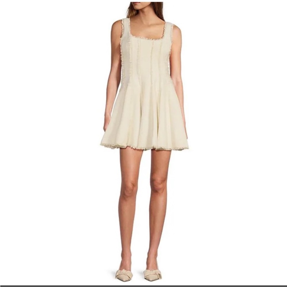 Antonio Melani Jemma square neck, a line, tweed, sleeveless, mini dress ￼